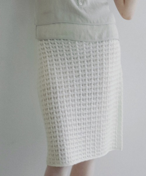 anuke（アンヌーク）の「Pattern Knit Skirt（スカート・レディース・アイボリー/グレー・FREE）」の2枚目の写真