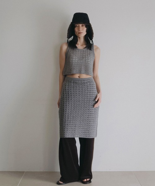 anuke（アンヌーク）の「Pattern Knit Skirt（スカート・レディース・アイボリー/グレー・FREE）」の8枚目の写真