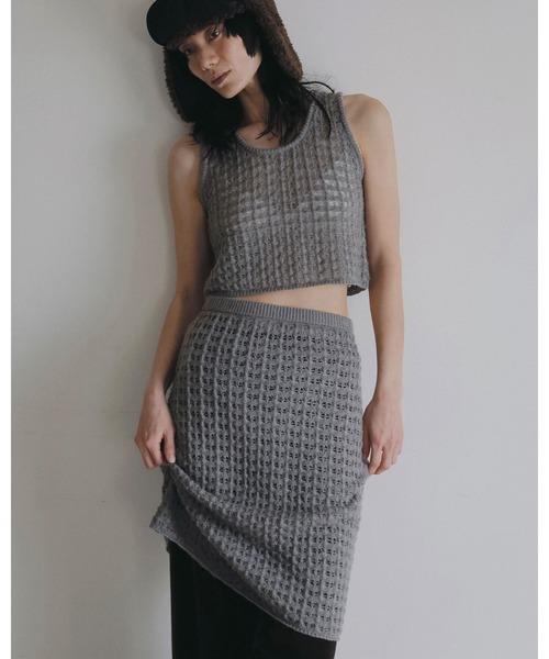 anuke（アンヌーク）の「Pattern Knit Skirt（スカート・レディース・アイボリー/グレー・FREE）」の11枚目の写真