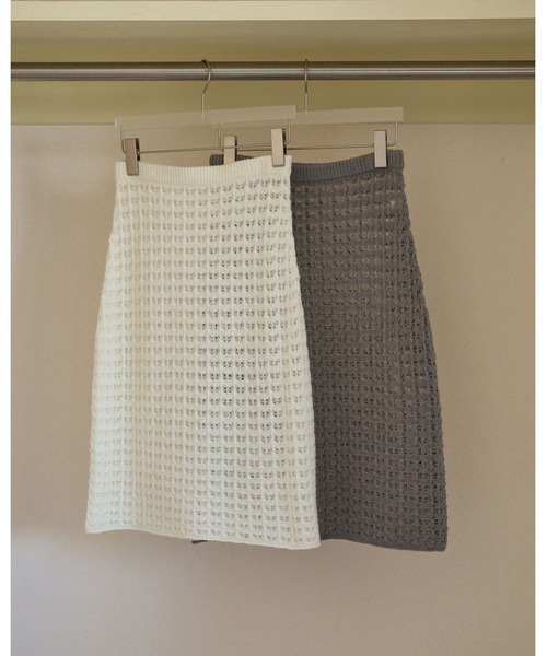 anuke（アンヌーク）の「Pattern Knit Skirt（スカート・レディース・アイボリー/グレー・FREE）」の12枚目の写真