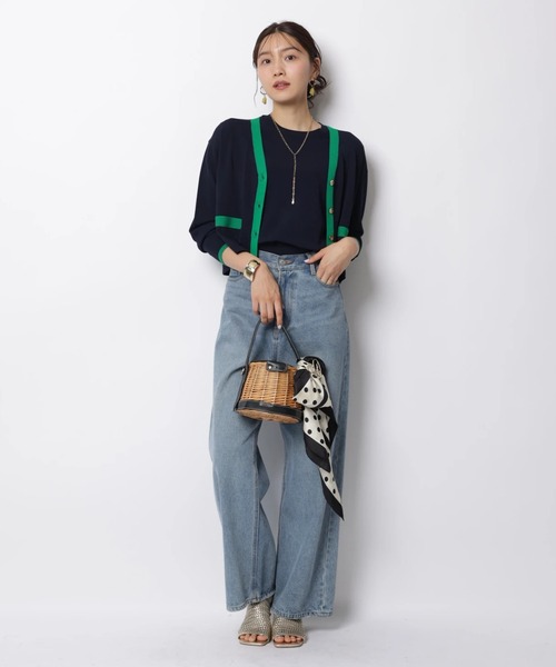 JUSGLITTY ジャスグリッティー　シアーカーデアンサンブル JUSGLITTY（ジャスグリッティー）の「配色シアーカーデアンサンブル