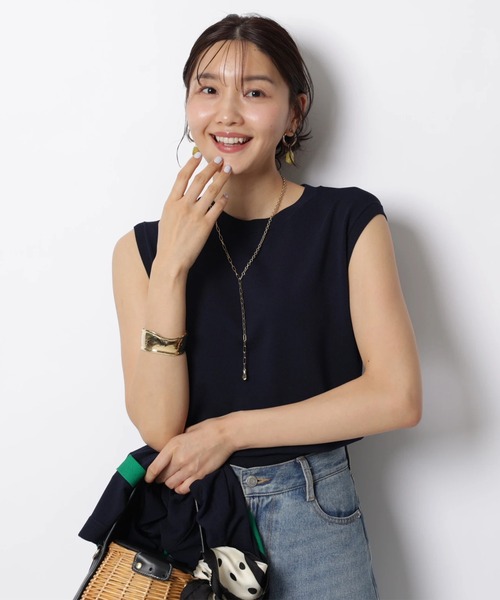 JUSGLITTY（ジャスグリッティー）の「配色シアーカーデアンサンブル（ニット/セーター・レディース・サックスブルー/ホワイト/オレンジ/ネイビー・2）」の11枚目の写真
