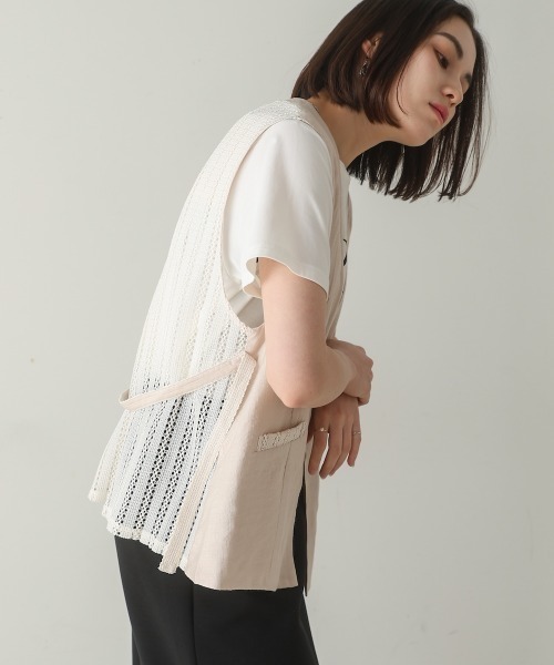 Bou Jeloud（ブージュルード）の「バックレースジレ（ベスト・レディース・ブラック/ベージュ・MEDIUM）」の4枚目の写真