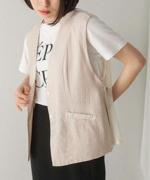 Bou Jeloud（ブージュルード）の「バックレースジレ（ベスト・レディース・ブラック/ベージュ・MEDIUM）」の7枚目の写真