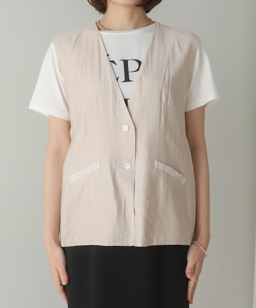 Bou Jeloud（ブージュルード）の「バックレースジレ（ベスト・レディース・ブラック/ベージュ・MEDIUM）」の12枚目の写真