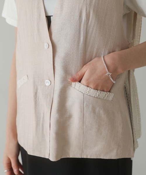 Bou Jeloud（ブージュルード）の「バックレースジレ（ベスト・レディース・ブラック/ベージュ・MEDIUM）」の13枚目の写真