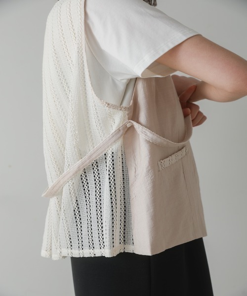 Bou Jeloud（ブージュルード）の「バックレースジレ（ベスト・レディース・ブラック/ベージュ・MEDIUM）」の14枚目の写真