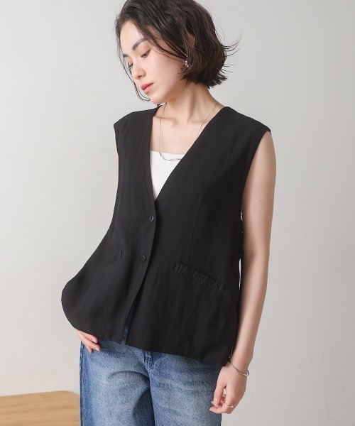 Bou Jeloud（ブージュルード）の「バックレースジレ（ベスト・レディース・ブラック/ベージュ・MEDIUM）」の21枚目の写真