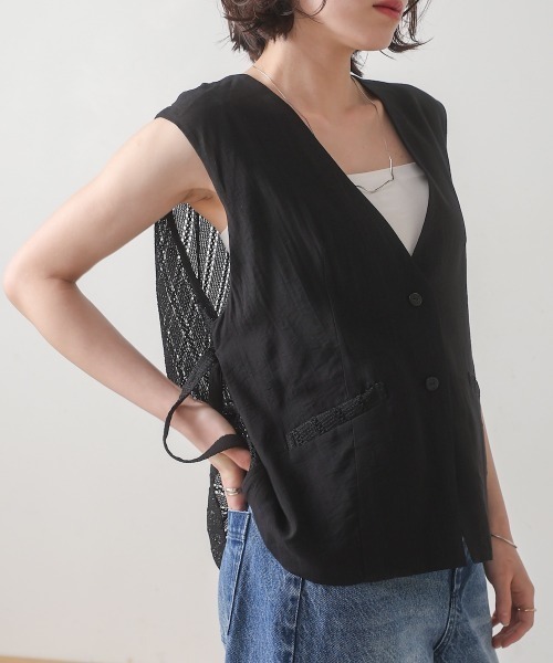 Bou Jeloud（ブージュルード）の「バックレースジレ（ベスト・レディース・ブラック/ベージュ・MEDIUM）」の22枚目の写真