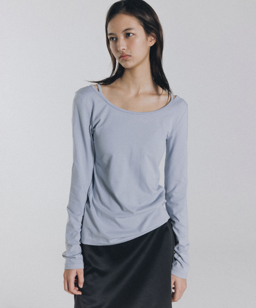ANDNEEDS(アンドニーズ)の「Soft strap long sleeve (light blue)(Tシャツ/カットソー・レディース・その他・FREE)」の1枚目の写真