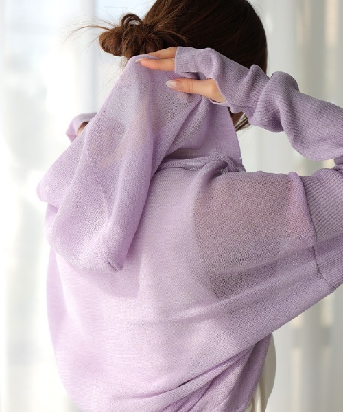 HUG.U(ハグユー)の「UVカットフード付きボレロ(カーディガン/ボレロ・レディース・ブラック/ホワイト/パープル/ベージュ・FREE)」の5枚目の写真