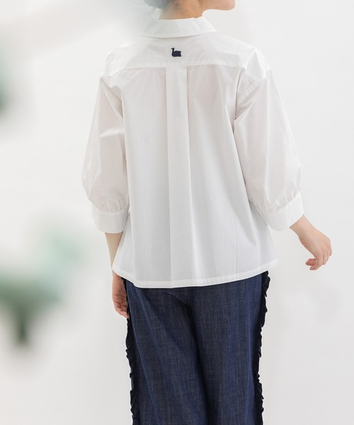 nop de nod(ノップドゥノッド)の「太前立て6分袖シャツ(シャツ/ブラウス・レディース・ブラック/ブルー/オフホワイト・3)」の9枚目の写真