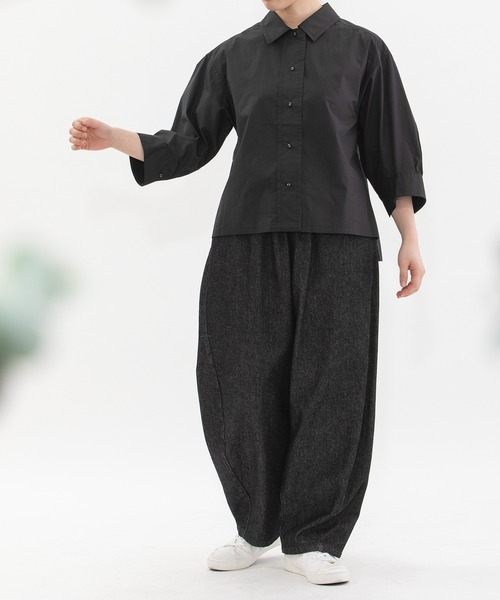 nop de nod(ノップドゥノッド)の「太前立て6分袖シャツ(シャツ/ブラウス・レディース・ブラック/ブルー/オフホワイト・3)」の17枚目の写真