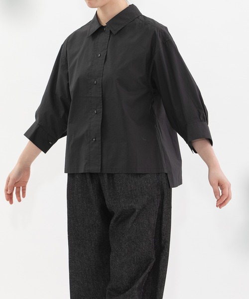 nop de nod(ノップドゥノッド)の「太前立て6分袖シャツ(シャツ/ブラウス・レディース・ブラック/ブルー/オフホワイト・3)」の20枚目の写真