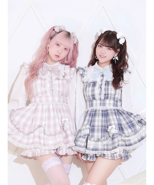 NOEMIE（ノエミー）の「キラキラビジューハシゴレースホイップフリルSETUP（ワンピース・レディース・サックスブルー/ブラック/ピンク・M）」の4枚目の写真