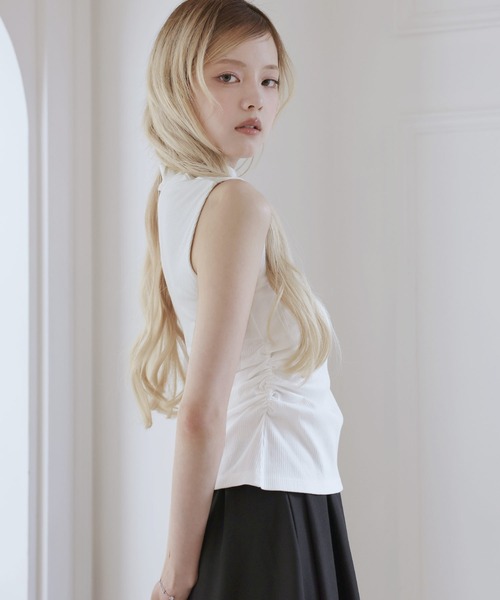 MSGirl(エムエスジーガール)の「ワンショルダーカップ付きリボントップス(Tシャツ/カットソー・レディース・ホワイト/ブラック・S/M/L)」の5枚目の写真