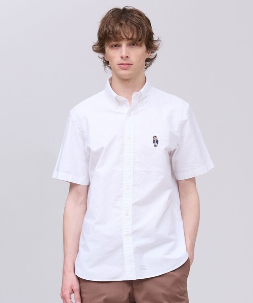 J.PRESS(ジェイプレス)の「新デザイン【BULLDOG BOY】オックスフォード 半袖シャツ / B.D.(シャツ/ブラウス・メンズ・ネイビー系1/ホワイト系/ネイビー系/レッド系1・X-LARGE/LARGE/MEDIUM/SMALL)」の1枚目の写真