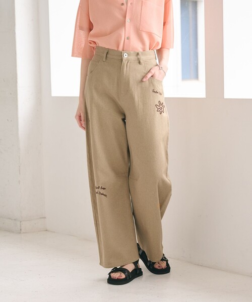 BEAUTY&YOUTH UNITED ARROWS（ビューティーアンドユースユナイテッドアローズ）の「ドローイング エンブロイダリー 5ポケットパンツ（その他パンツ・レディース・ベージュ/ブラック・M/S/XS）」の3枚目の写真