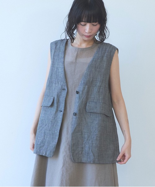 ユニ　yuni washi knit ワンショルダーベスト　ベージュ yuni - ユニ yuni washi knit ワンショルダーベスト ベージュの通販 by