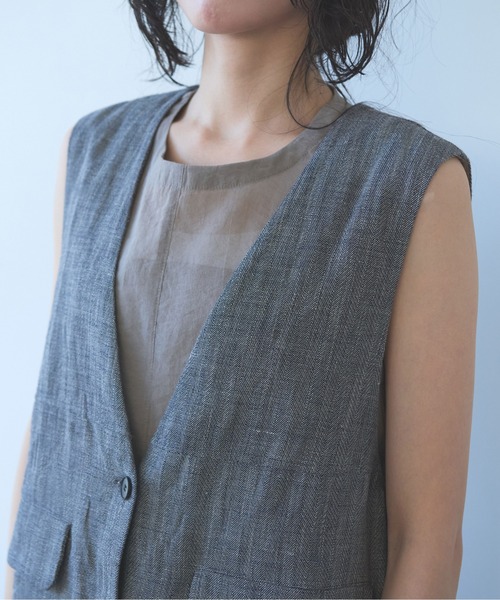 yuni(ユニ )の「△Hemp/C herringbone long Vest(ベスト・レディース・ブラック/ベージュ・FREE)」の22枚目の写真