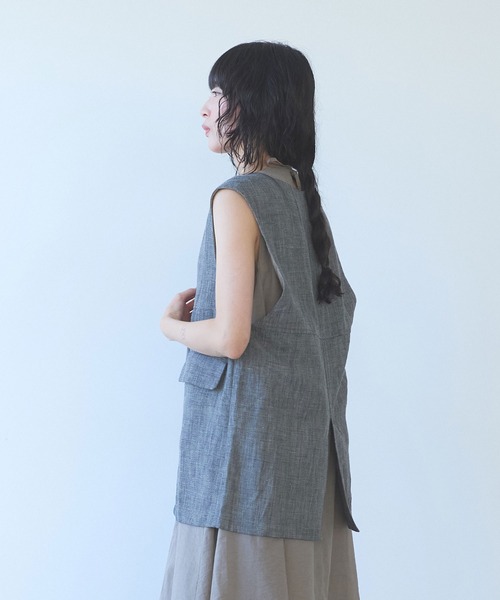 yuni(ユニ )の「△Hemp/C herringbone long Vest(ベスト・レディース・ブラック/ベージュ・FREE)」の17枚目の写真