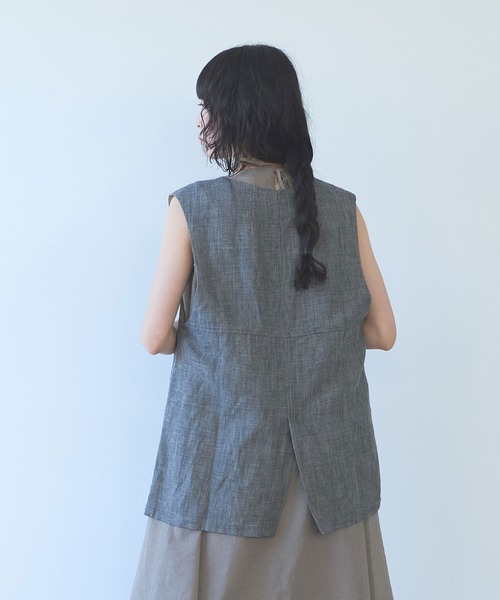 yuni(ユニ )の「△Hemp/C herringbone long Vest(ベスト・レディース・ブラック/ベージュ・FREE)」の18枚目の写真