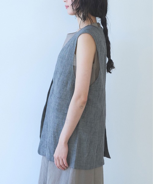 yuni(ユニ )の「△Hemp/C herringbone long Vest(ベスト・レディース・ブラック/ベージュ・FREE)」の20枚目の写真
