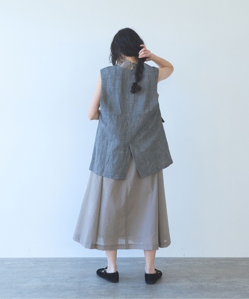 yuni(ユニ )の「△Hemp/C herringbone long Vest(ベスト・レディース・ブラック/ベージュ・FREE)」の14枚目の写真