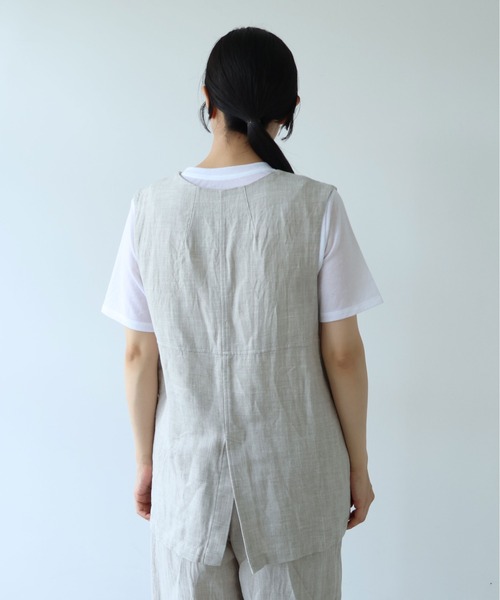 yuni(ユニ )の「△Hemp/C herringbone long Vest(ベスト・レディース・ブラック/ベージュ・FREE)」の7枚目の写真