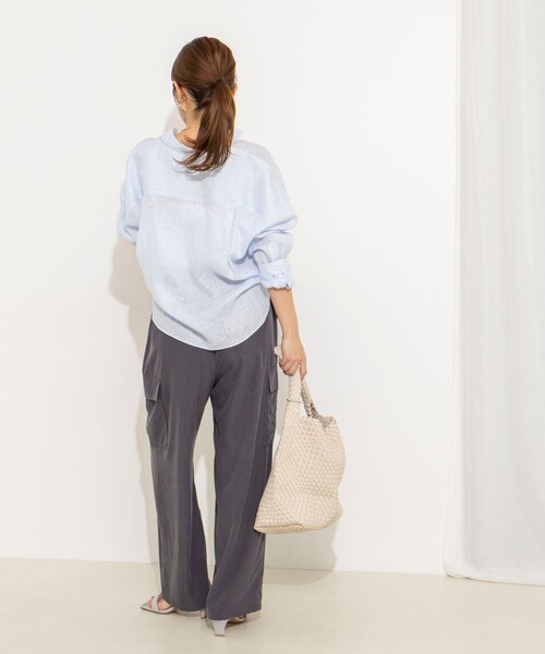 NOLLEY’S(ノーリーズ)の「《セットアップ対応》ウォッシャブルサンドウォッシュカーゴパンツ(カーゴパンツ・レディース・ベージュ/チャコールグレー・38/36)」の6枚目の写真