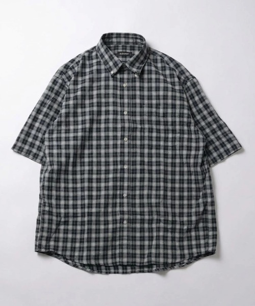 LYLE&SCOTT（ライルアンドスコット）の「2026SS Lyle&Scott/ライルアンドスコット レーヨン混 チェック ボタンダウン半袖シャツ（シャツ/ブラウス・メンズ・グリーン/ブルー/ベージュ/ネイビー・M/L/LL）」の4枚目の写真