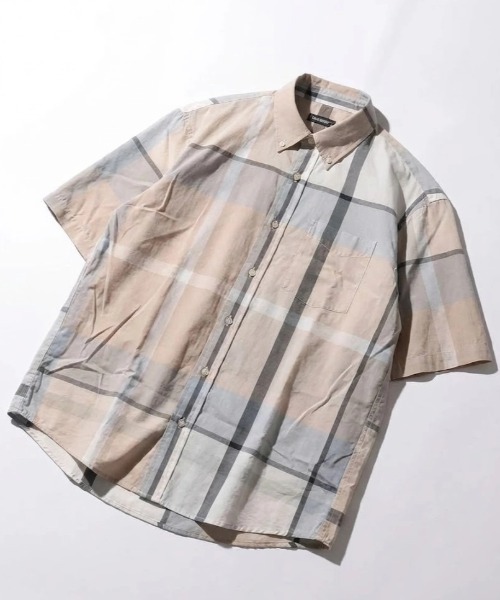 LYLE&SCOTT（ライルアンドスコット）の「2026SS Lyle&Scott/ライルアンドスコット レーヨン混 チェック ボタンダウン半袖シャツ（シャツ/ブラウス・メンズ・グリーン/ブルー/ベージュ/ネイビー・M/L/LL）」の6枚目の写真