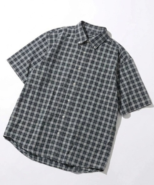 LYLE&SCOTT（ライルアンドスコット）の「2026SS Lyle&Scott/ライルアンドスコット レーヨン混 チェック ボタンダウン半袖シャツ（シャツ/ブラウス・メンズ・グリーン/ブルー/ベージュ/ネイビー・M/L/LL）」の8枚目の写真
