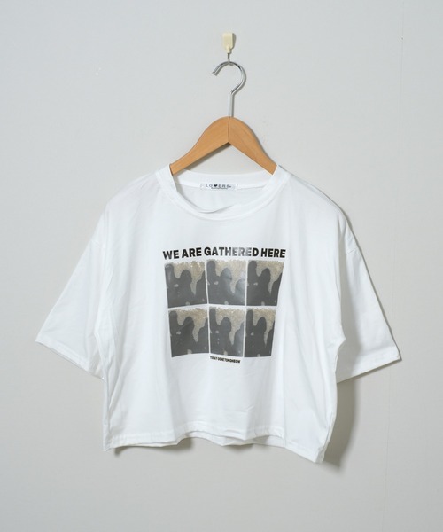shopnikoniko(ショップニコニコ)の「プリントTシャツ 半袖 ショート丈 フォトプリント 韓国 y2k クロップド丈 モノクロプリント Tシャツ(Tシャツ/カットソー・レディース・ホワイト/ブラック・フリー)」の15枚目の写真