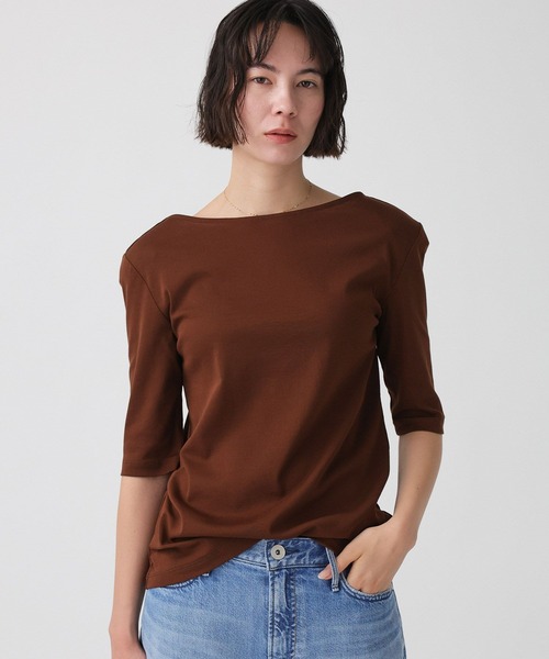 BABYLONE(バビロン)の「フライスパワショルTEE(Tシャツ/カットソー・レディース・ブラウン/ホワイト/ブラック・フリー)」の1枚目の写真