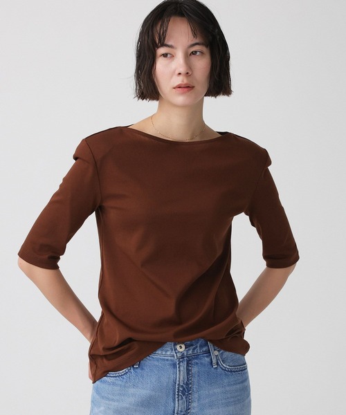BABYLONE(バビロン)の「フライスパワショルTEE(Tシャツ/カットソー・レディース・ブラウン/ホワイト/ブラック・フリー)」の5枚目の写真