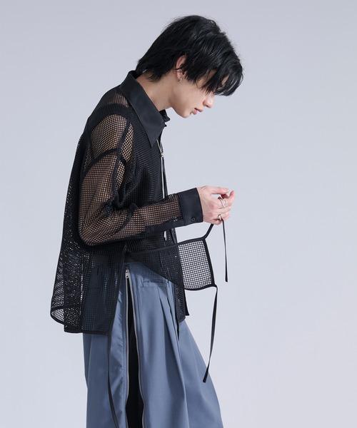 Ellno Loset(エルノロゼット)の「メッシュレースコードシャツ(シャツ/ブラウス・メンズ・ブラック/オフホワイト・MEDIUM/LARGE/SMALL)」の16枚目の写真