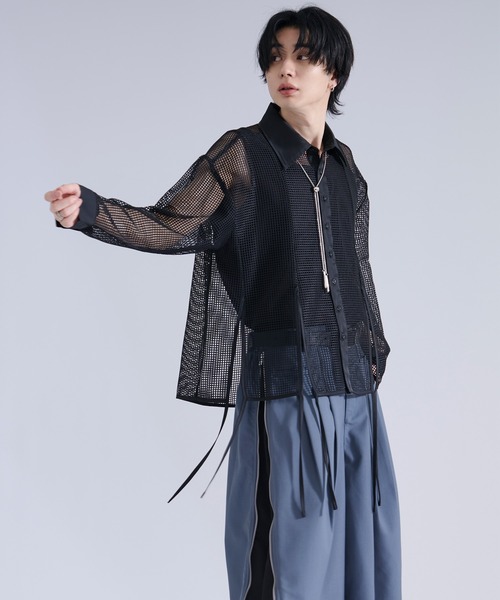 Ellno Loset(エルノロゼット)の「メッシュレースコードシャツ(シャツ/ブラウス・メンズ・ブラック/オフホワイト・MEDIUM/LARGE/SMALL)」の15枚目の写真