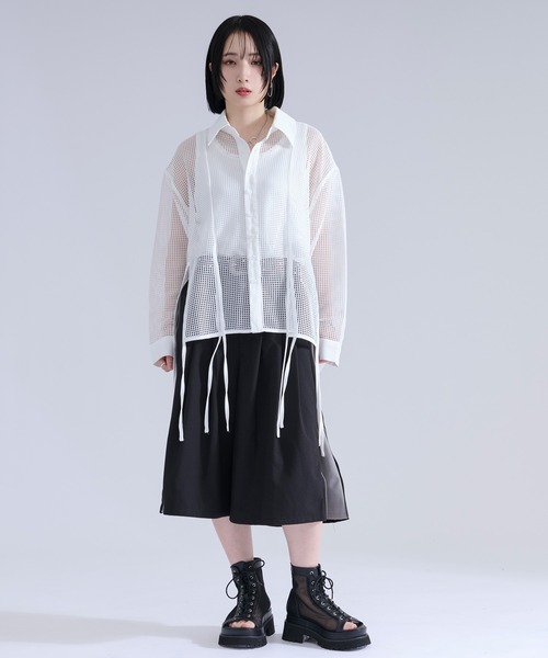 Ellno Loset(エルノロゼット)の「メッシュレースコードシャツ(シャツ/ブラウス・メンズ・ブラック/オフホワイト・MEDIUM/LARGE/SMALL)」の4枚目の写真