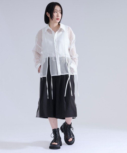 Ellno Loset(エルノロゼット)の「メッシュレースコードシャツ(シャツ/ブラウス・メンズ・ブラック/オフホワイト・MEDIUM/LARGE/SMALL)」の6枚目の写真