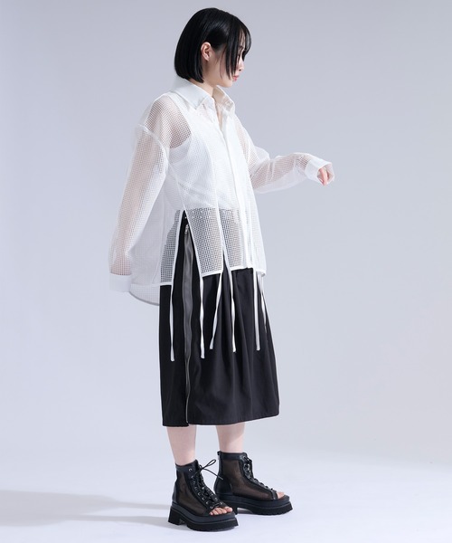 Ellno Loset(エルノロゼット)の「メッシュレースコードシャツ(シャツ/ブラウス・メンズ・ブラック/オフホワイト・MEDIUM/LARGE/SMALL)」の5枚目の写真