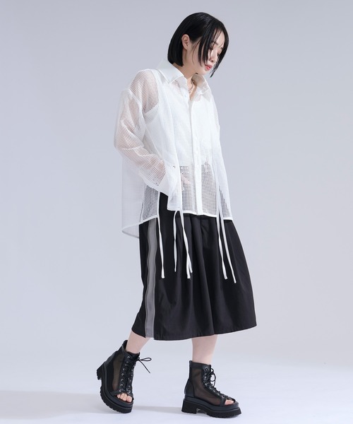 Ellno Loset(エルノロゼット)の「メッシュレースコードシャツ(シャツ/ブラウス・メンズ・ブラック/オフホワイト・MEDIUM/LARGE/SMALL)」の9枚目の写真