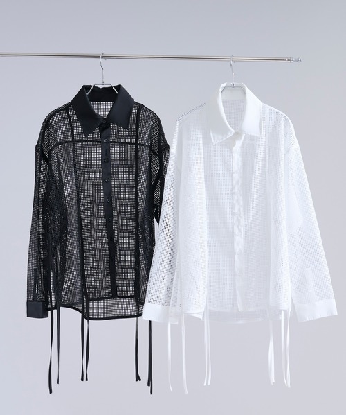 Ellno Loset(エルノロゼット)の「メッシュレースコードシャツ(シャツ/ブラウス・メンズ・ブラック/オフホワイト・MEDIUM/LARGE/SMALL)」の7枚目の写真