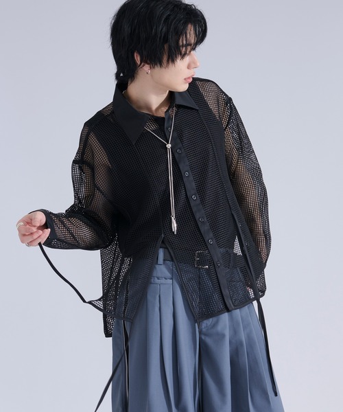 Ellno Loset(エルノロゼット)の「メッシュレースコードシャツ(シャツ/ブラウス・メンズ・ブラック/オフホワイト・MEDIUM/LARGE/SMALL)」の13枚目の写真
