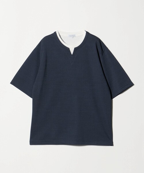 A DAY IN THE LIFE UNITED ARROWS(アデイインザライフユナイテッドアローズ)の「メランジ スラブ カノコ キーネックカットソー-吸水速乾-<A DAY IN THE LIFE>(Tシャツ/カットソー・メンズ・ライトピンク/ライトブルー/グレー系/ネイビー・M/S/L/XL)」の1枚目の写真