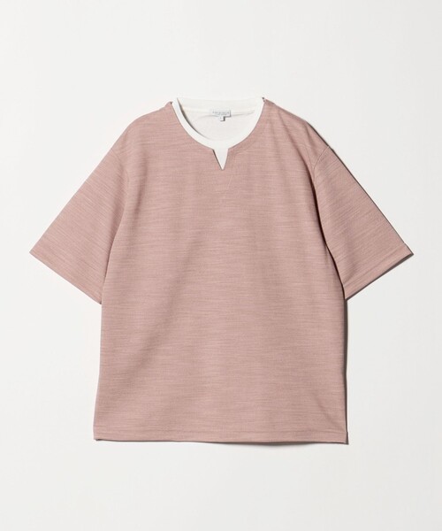 A DAY IN THE LIFE UNITED ARROWS(アデイインザライフユナイテッドアローズ)の「メランジ スラブ カノコ キーネックカットソー-吸水速乾-<A DAY IN THE LIFE>(Tシャツ/カットソー・メンズ・ライトピンク/ライトブルー/グレー系/ネイビー・M/S/L/XL)」の4枚目の写真
