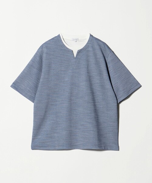 A DAY IN THE LIFE UNITED ARROWS(アデイインザライフユナイテッドアローズ)の「メランジ スラブ カノコ キーネックカットソー-吸水速乾-<A DAY IN THE LIFE>(Tシャツ/カットソー・メンズ・ライトピンク/ライトブルー/グレー系/ネイビー・M/S/L/XL)」の3枚目の写真
