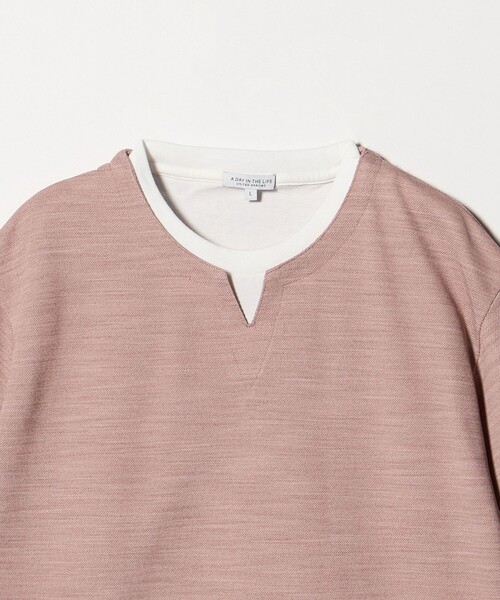 A DAY IN THE LIFE UNITED ARROWS(アデイインザライフユナイテッドアローズ)の「メランジ スラブ カノコ キーネックカットソー-吸水速乾-<A DAY IN THE LIFE>(Tシャツ/カットソー・メンズ・ライトピンク/ライトブルー/グレー系/ネイビー・M/S/L/XL)」の8枚目の写真