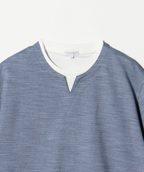 A DAY IN THE LIFE UNITED ARROWS(アデイインザライフユナイテッドアローズ)の「メランジ スラブ カノコ キーネックカットソー-吸水速乾-<A DAY IN THE LIFE>(Tシャツ/カットソー・メンズ・ライトピンク/ライトブルー/グレー系/ネイビー・M/S/L/XL)」の10枚目の写真