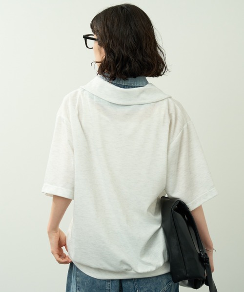A.D.C.L.（エーディーシーエル）の「デニム襟レイヤード風  半袖 ハーフジッププルオーバー（Tシャツ/カットソー・レディース・ブラック/サックスブルー・M/L）」の10枚目の写真
